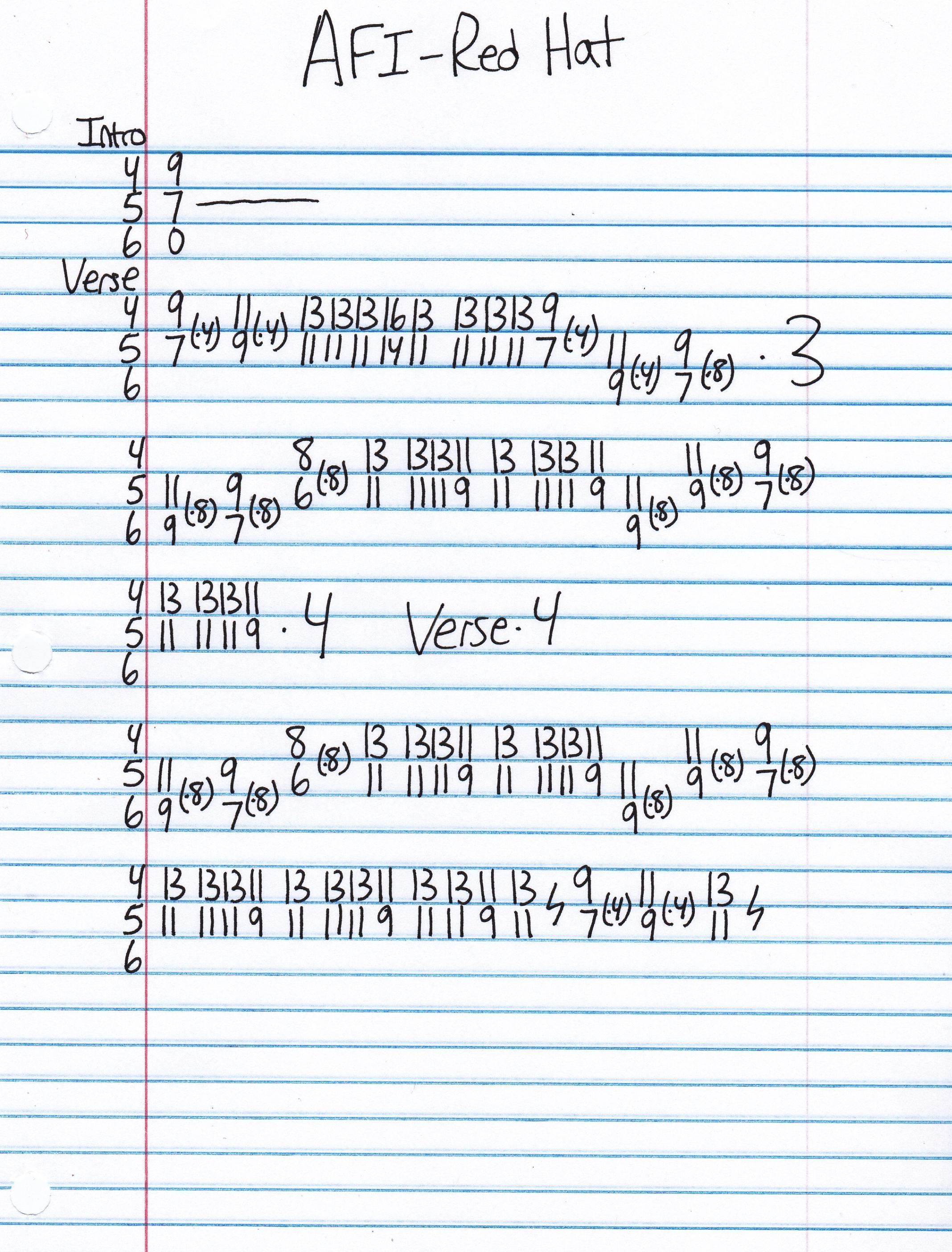 High quality guitar tab for Red Hat by AFI off of the album Nerd EP. ***Complete and accurate guitar tab!***